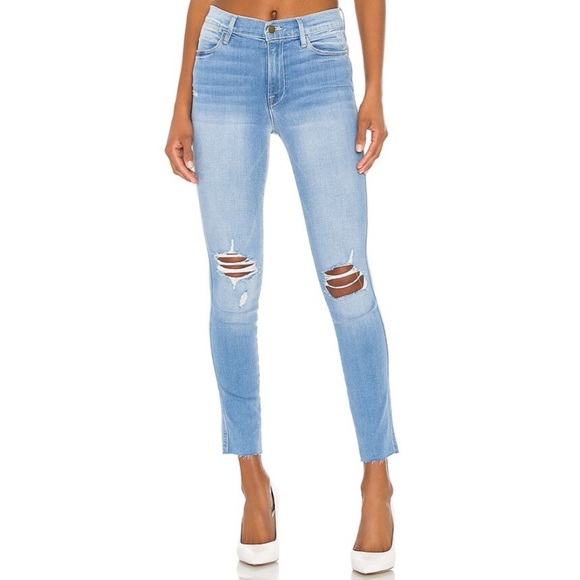 Framele high skinny double needle crop jeans